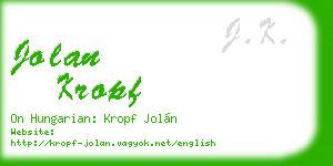 jolan kropf business card